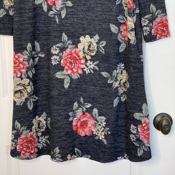 Be Stage S Floral A-Line Dress Made in USA Comfy Stretch Casual Romantic Boho - Picture 4 of 8